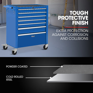 Bullet Pro 7 Drawer Tool Box Cabinet Trolley | Storage | Toolbox Garage Organiser Set | Blue