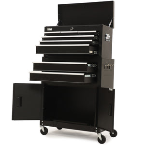 Bullet Pro 8 Drawer Tool Box Chest Cabinet | Storage with 2-Door Toolbox | Garage Organiser Set | Black