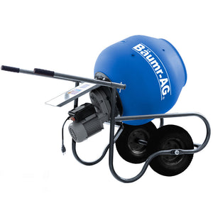 BAUMR-AG 100L Portable Poly Drum Cement Mixer | Ultra-Light 36kg | 16 Inch Tyres | Electric Direct Drive Motor