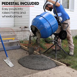 Baumr-AG | Cement Concrete Mixer | 140L | Pedestal Stand | 550W Electric Motor | 10” Rubber Wheels