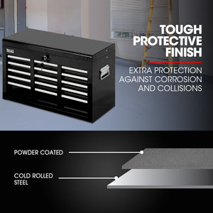 Bullet Pro 9 Drawer Tool Box Chest | Organiser Mechanic Garage Storage Toolbox Set | Black