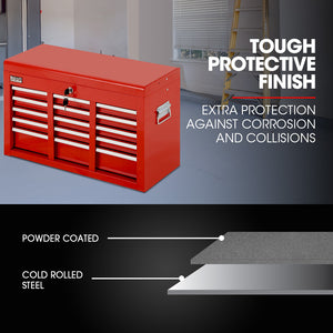 Bullet Pro 9 Drawer Tool Box Chest | Organiser Mechanic Garage Storage Toolbox Set | Red
