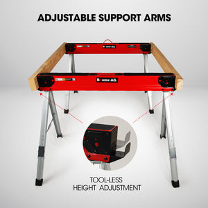 Baumr-AG Saw Horses | Set of 2 | 1000kg Capacity | Folding Adjustable | 2x4 Arms