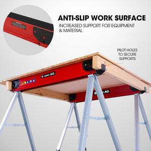Baumr-AG Saw Horses | Set of 2 | 1000kg Capacity | Folding Adjustable | 2x4 Arms