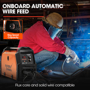 Rossi 140A Multi-Purpose Welder | MIG/MAG/MMA/ARC/TIG | Flux/Solid Wire | CO2 or Argon Gas Compatible