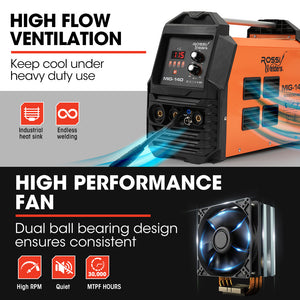 Rossi 140A Multi-Purpose Welder | MIG/MAG/MMA/ARC/TIG | Flux/Solid Wire | CO2 or Argon Gas Compatible