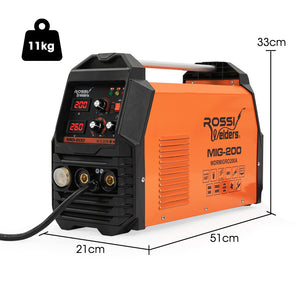 Rossi 200A Multi-Purpose Welder | MIG/MAG/MMA/ARC/TIG | Flux/Solid Wire | CO2 or Argon Gas Compatible