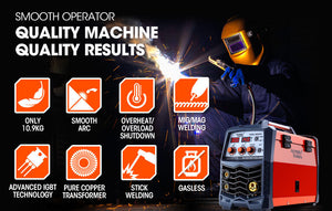 Rossi 300A MIG Stick Welder | Portable DC Gas Gasless Inverter Welding Machine | 15A Plug
