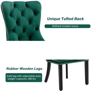 4x Velvet Dining Chairs | Green