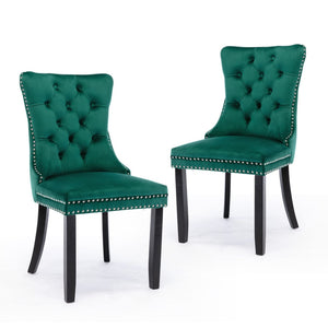 6x Velvet Dining Chairs | Green