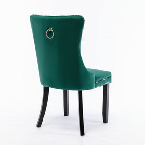 8x Velvet Dining Chairs | Green