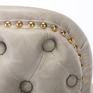 2x Faux Leather Golden Base Swivel Bar Stools | Beige