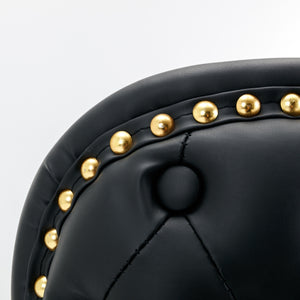 2x Faux Leather Golden Base Swivel Bar Stools | Black