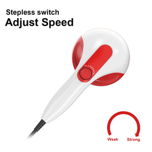 Handheld Vibration Massager Red | 4 Interchangeable Heads | Adjustable Speed