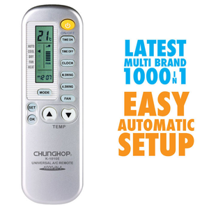 Universal Aircon Remote Control | Silver | 1-in-1000 Brands AC Replacement