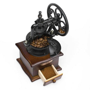 Coffee Bean Grinder | Vintage Retro Manual | Wood Hand Wheel Nut Mill