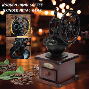 Coffee Bean Grinder | Vintage Retro Manual | Wood Hand Wheel Nut Mill