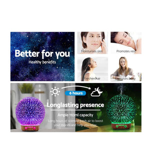 Essential Oil Aroma Diffuser | 100ml | Mirror Ball 3D Fireworks Mist Humidifier