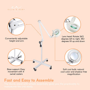 5x Magnifying Lamp | Fluorescent Salon Light | Glass Beauty Floor Stand Magnifier