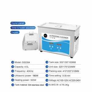 4.5L Digital Ultrasonic Cleaner | Ultra Sonic Bath | Jewellery & Watch Cleaning
