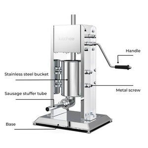 3L Manual Vertical Sausage Filler | Stainless Steel Stuffer Meat Press Machine