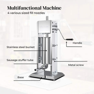 5L Manual Vertical Sausage Filler | Stainless Stuffer Meat Press Machine