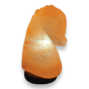 12V 12W Horse Himalayan Pink Salt Lamp | Carved Knight Rock Crystal Light with On/Off Switch
