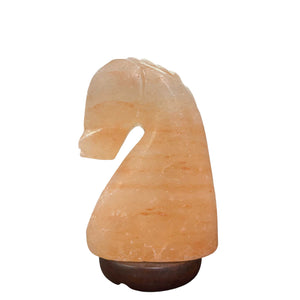 12V 12W Horse Himalayan Pink Salt Lamp | Carved Knight Rock Crystal Light with On/Off Switch
