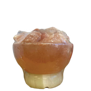 12V 12W Fire Bowl Himalayan Pink Salt Lamp | Carved Rock Crystal Light with On/Off Switch