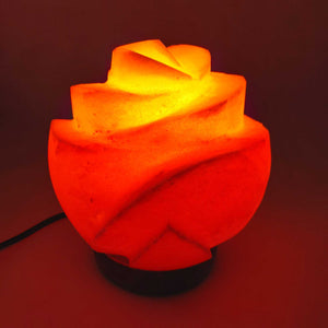 12V 12W Rose Himalayan Pink Salt Lamp | Carved Flower Rock Crystal Light Bulb | On/Off