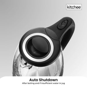 1.7L Electric Glass Kettle | LED Blue Light, 360° Automatic Cordless Boiling Jug