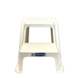Large Two Step Stool | 41cm | White Plastic | Foot Stairs | Step Ladder