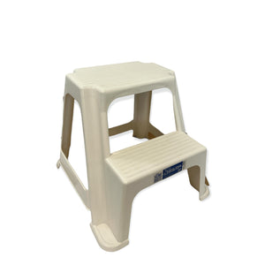 Large Two Step Stool | 41cm | White Plastic | Foot Stairs | Step Ladder