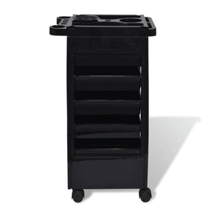 6-Tier Hairdressing Trolley | Black | 82x49x32cm | Salon Rolling Cart for Hair Colouring