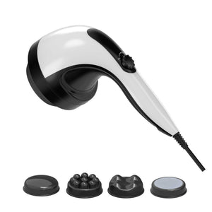 Handheld Vibration Massager Black | 4 Interchangeable Heads | Adjustable Speed