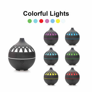 Essential Oil Aroma Diffuser | 180ml | USB LED | Dark Wood Mist Humidifier