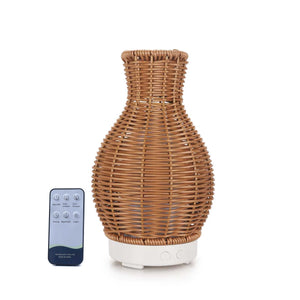 Essential Oil Aroma Diffuser and Remote | 100ml | Rattan Vase Mist Humidifier