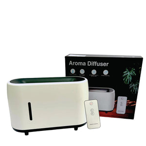 Essential Oil Aroma Diffuser and Remote | 240ml | Flame Fire Style Air Humidifier | White