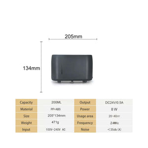 Essential Oil Aroma Diffuser and Remote | 240ml | Flame Fire Style Air Humidifier | Grey