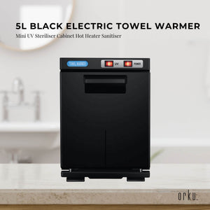 5L Black Electric Hand Towel Warmer | Mini UV Steriliser Cabinet | Hot Heater & Sanitiser