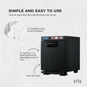 5L Black Electric Hand Towel Warmer | Mini UV Steriliser Cabinet | Hot Heater & Sanitiser