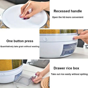 6-Grid Rotating Food & Grain Dispenser | 7.2L | Large Compartment Storage Container