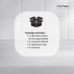 2-Tier Porcelain Fruit Bowl | Ceramic Vegetable Storage | With Bamboo Stand