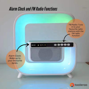 Bluetooth Rechargeable Speaker | Wireless Phone Charging | LED Lamp Alarm Clock | Portable Multifunctional Speaker