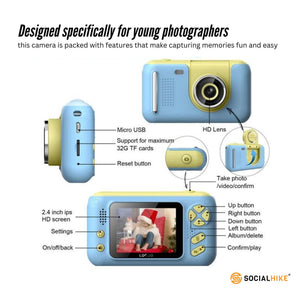 Kids HD Digital Camera | Blue | Children's Selfie & Video Camera | 2.4-Inch Screen | Fun Toy Camera