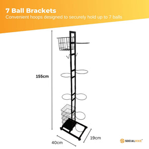 Sports Equipment Storage Rack | Vertical Ball Organizer | Basketball Garage Stand