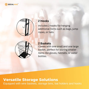 Sports Equipment Storage Rack | Vertical Ball Organizer | Basketball Garage Stand