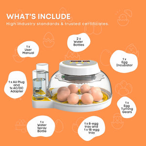 Automatic 8/18 Egg Incubator | Electrical Turning | Chicken Quail Duck Hatching