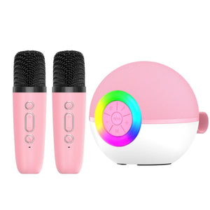 Mini Karaoke Machine Set | Bluetooth Speaker + 2 Wireless Microphones | Pink