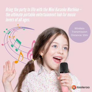 Mini Karaoke Machine Set | Bluetooth Speaker + 2 Wireless Microphones | Pink